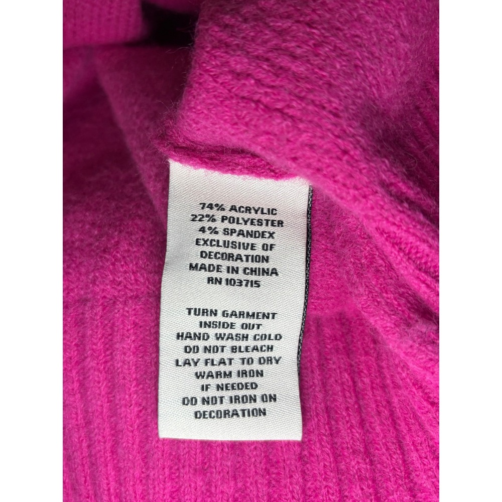 Nanette Lepore Hot Pink Rhinestone Knit Crewneck Sweater XL Feminine Barbiecore - Picture 8 of 13